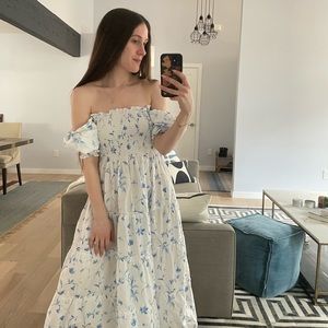 Hill House Botanical Blue Floral Nesli Dress XS